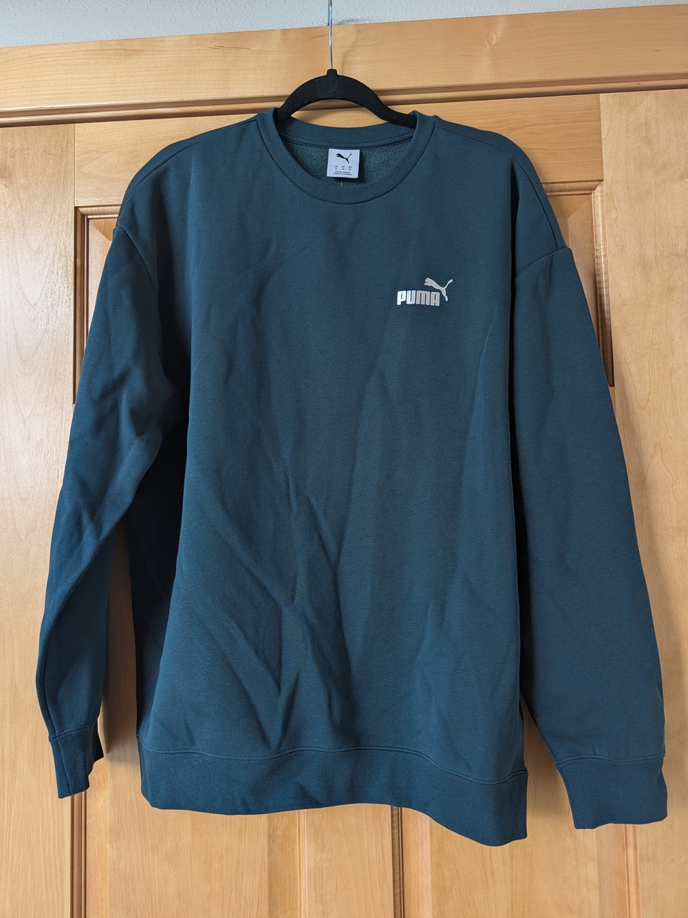 Puma Men's Crewneck Sweatshirt in Teal Green with White Logo